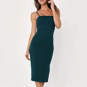 Paulina Forest Green Bodycon Midi Dress